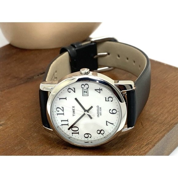 Timex Men's Watch TW2V05400 Quartz Indiglo White Dial Black Leather Band… - Picture 8 of 14